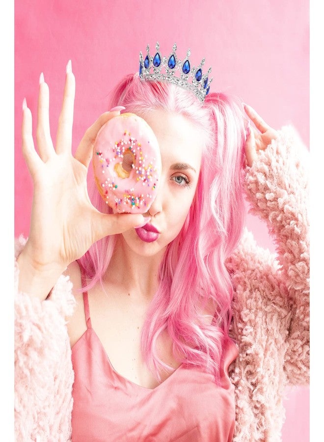 COCIDE Silver Crown for Women Blue Crystal Wedding Tiara and Crowns for Girls Rhinestones Queen Headband Princess Hair Accessories for Big Kids Party Bridal Birthday Prom Costume Cosplay - Image 3